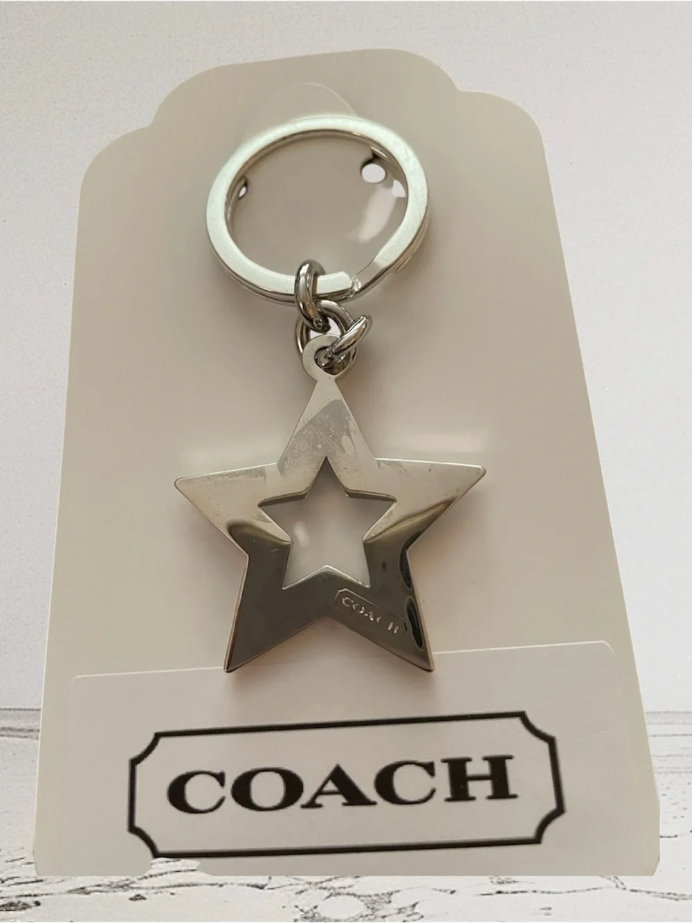 Coach Blue Pave Crystal Star Keychain Fob. Vintage set with matching pen. NWT